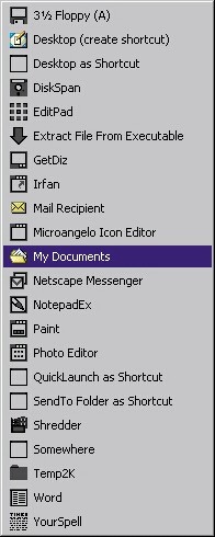 The SendTo menu is a versatile tool